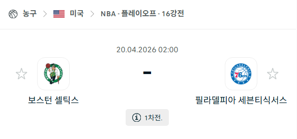 [미국 NBA] 4월20일 보스턴 셀틱스 vs 필라델피아 세븐티식서스 | 스포츠 분석 무료 중계 토친놈