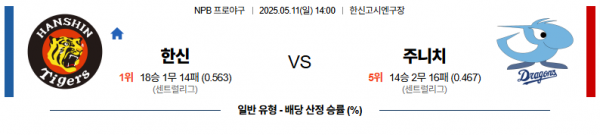 5월 10일 NPB 한신 vs 주니치