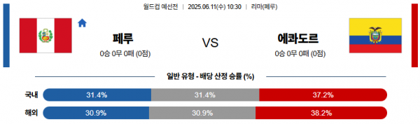 6월 11일 월드컵 예선전 페루 vs 에콰도르