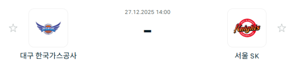 [대한민국 KBL] 12월27일 대구 한국가스공사 vs 서울 SK 나이츠 | 스포츠 분석 무료 중계 토친놈