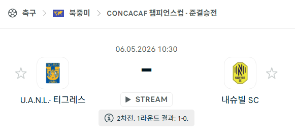 [북중미 챔피언스컵] 5월6일 UANL티그레스 vs 내슈빌SC | 스포츠 분석 무료 중계 토친놈