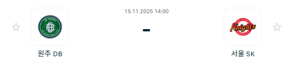 [대한민국 KBL] 2025년11월15일 원주 DB 프로미 vs 서울 SK 나이츠 | 스포츠 분석 무료 중계 토친놈