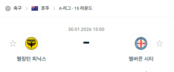 [호주 A리그] 01월30일 웰링턴 피닉스 vs 멜버른 시티 | 스포츠 분석 무료 중계 토친놈
