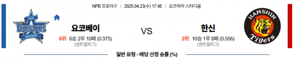 4월 23일 NPB 요코베이 vs 한신