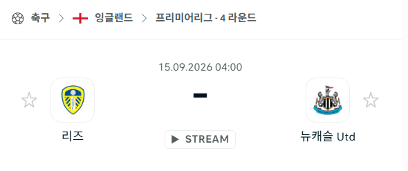 [EPL 프리미어리그] 9월15일 리즈 vs 뉴캐슬 | 스포츠 분석 무료 중계 토친놈