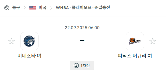 [미국 WNBA] 2025년9월22일 미네소타 링스 vs 피닉스 머큐리 분석 중계